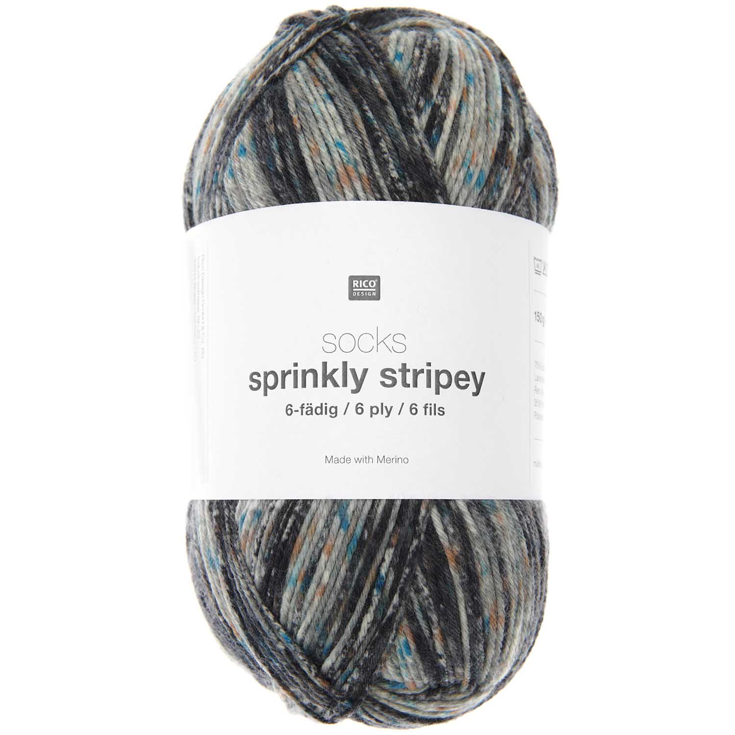 Rico Design Socks Sprinkly Striply 6-fädig superwash Sockenwolle Rico Design Socks Sprinkly Striply 6-fädig superwash Sockenwolle