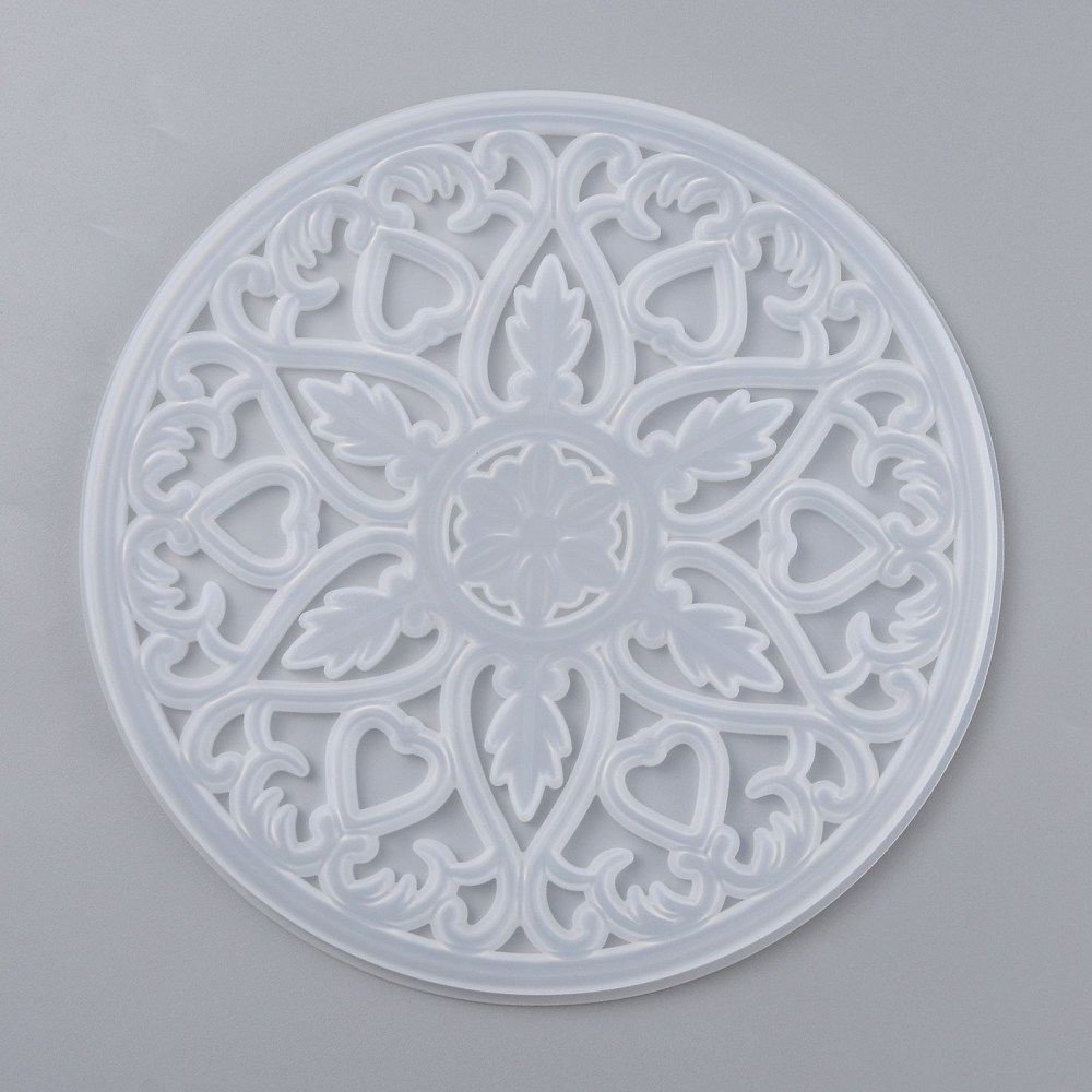 Silikongießform Mandala Ornament Untersetzer Blume rund 200x8 mm