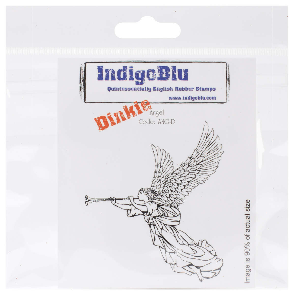 IndigoBlu Angel-Dinkie Engel mit Trompete Gummistempel Cling Mounted Stamp 4"X3"