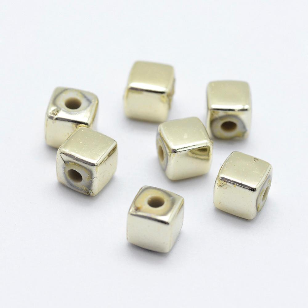 Wachsperle Würfel 4x4x4mm, metallic, 150 Stück/Dose Acrylperle Silberperlen Goldperlen