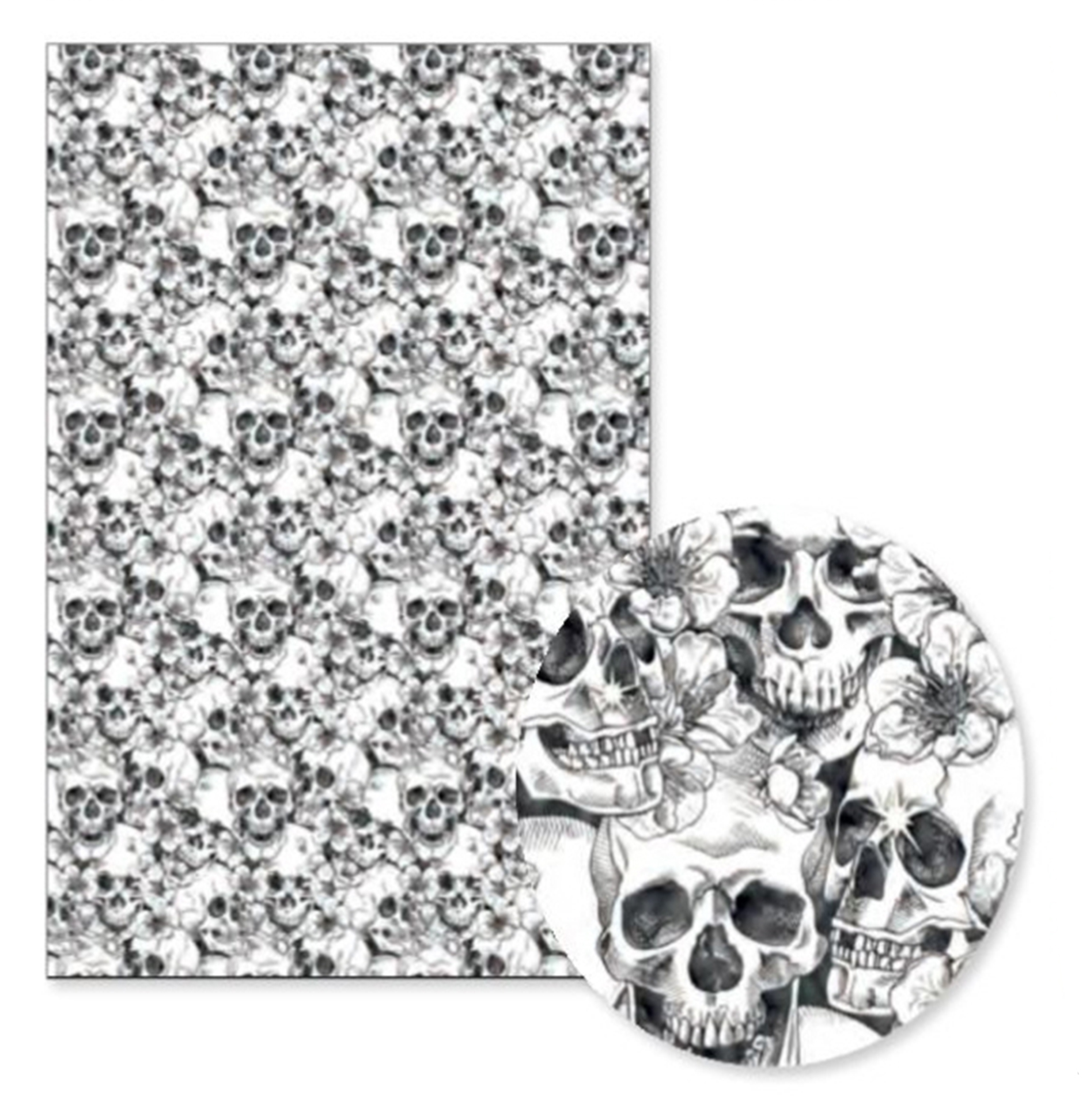 Designkarton Skull Totenkopf schwarz weiß A4