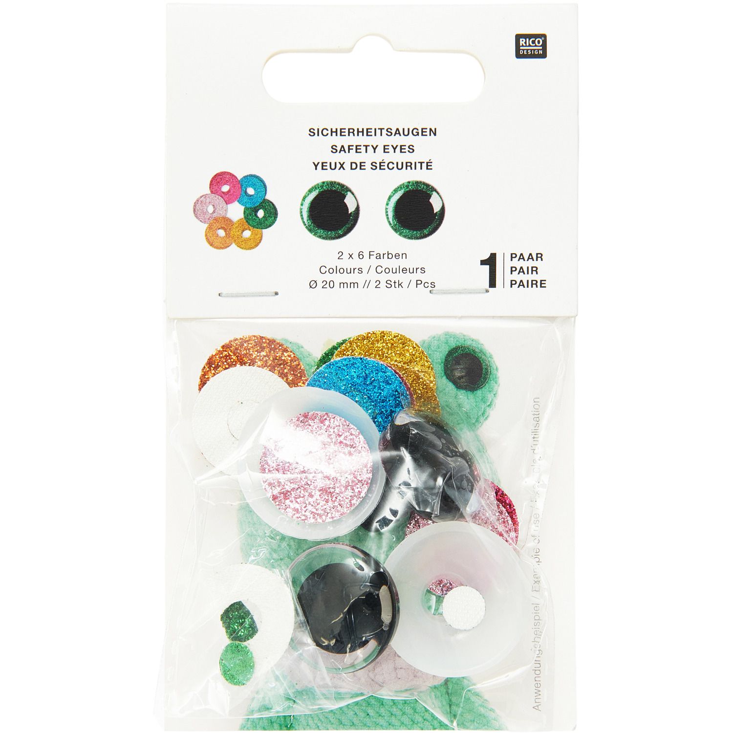 Glitzer Sicherheitsaugen-Set für Kuscheltiere 6 Farben in verschiedenen Größen 2 Stück / 1 Paar Glitzer Sicherheitsaugen-Set für Kuscheltiere 6 Farben in verschiedenen Größen 2 Stück / 1 Paar