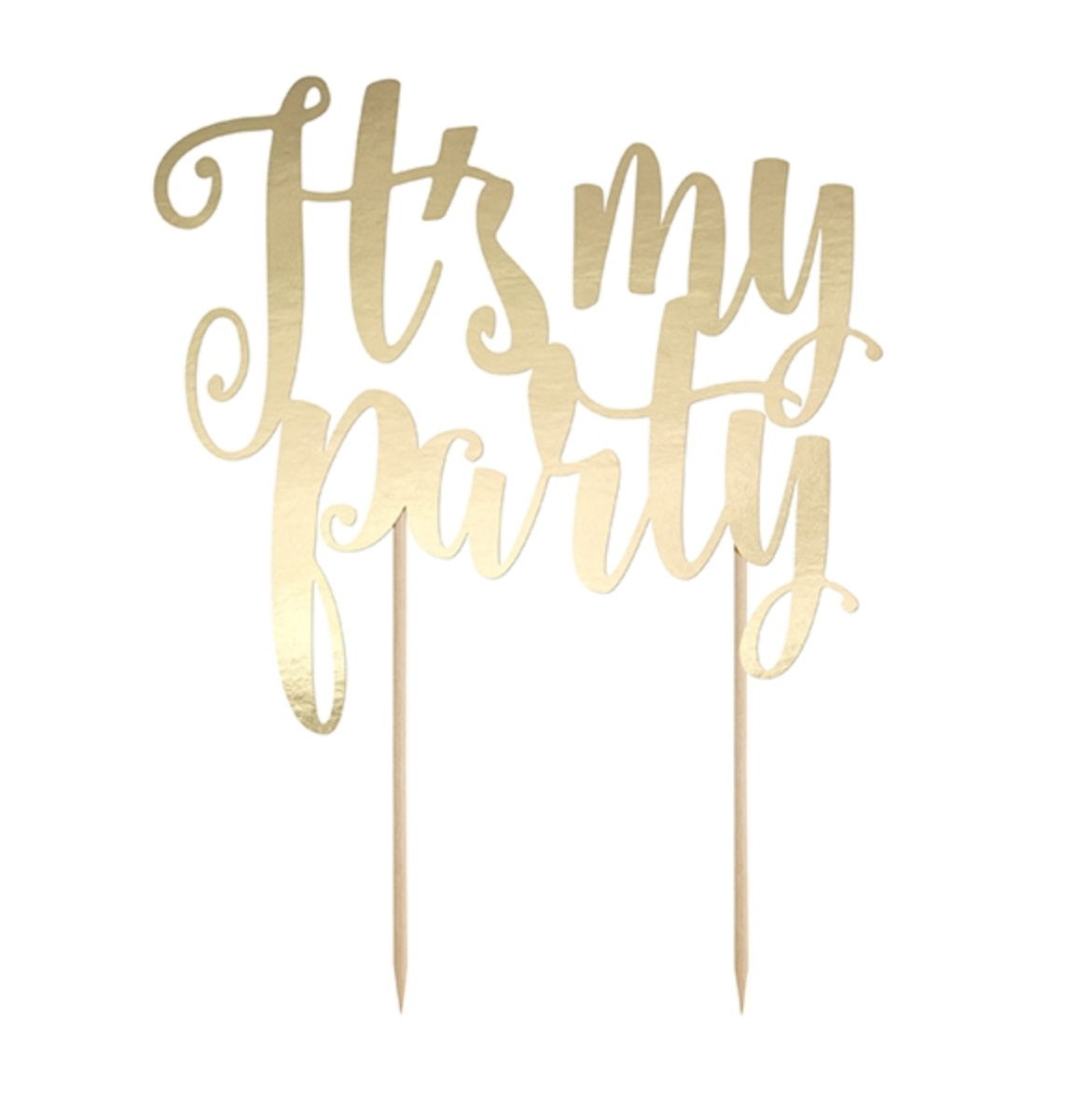 Cake Topper It's my Party gold 20,5cm Kuchendekoration