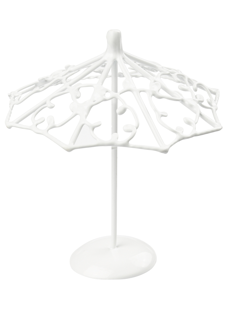 Metall Sonnenschirm Dekoschirm Dekoschirmchen Vintage Schirm Gartenschirm 11x8,5cm weiß