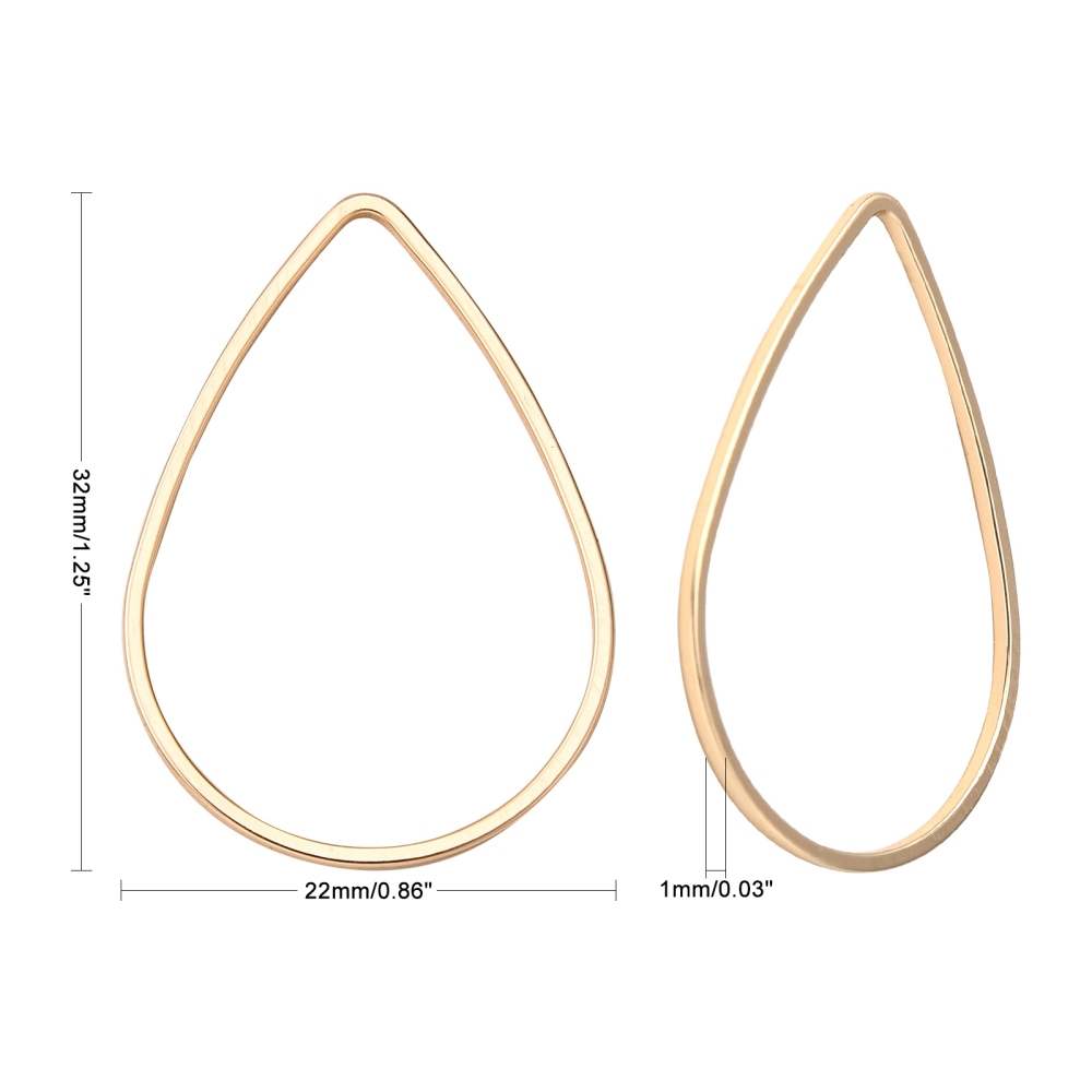 Brass Linking Rings Tropfenform goldfarbig aus Messing 32x22x1mm 1 Stück