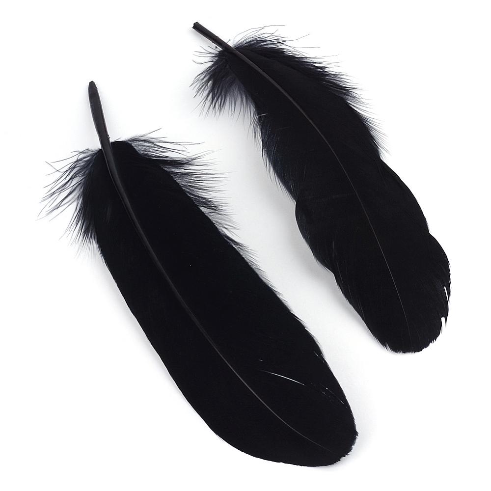 Indianerfedern schwarz, 14-21 cm lang, 20 Stück, Gänsefeder (15-37mm breit) Dekofedern Bastelfedern