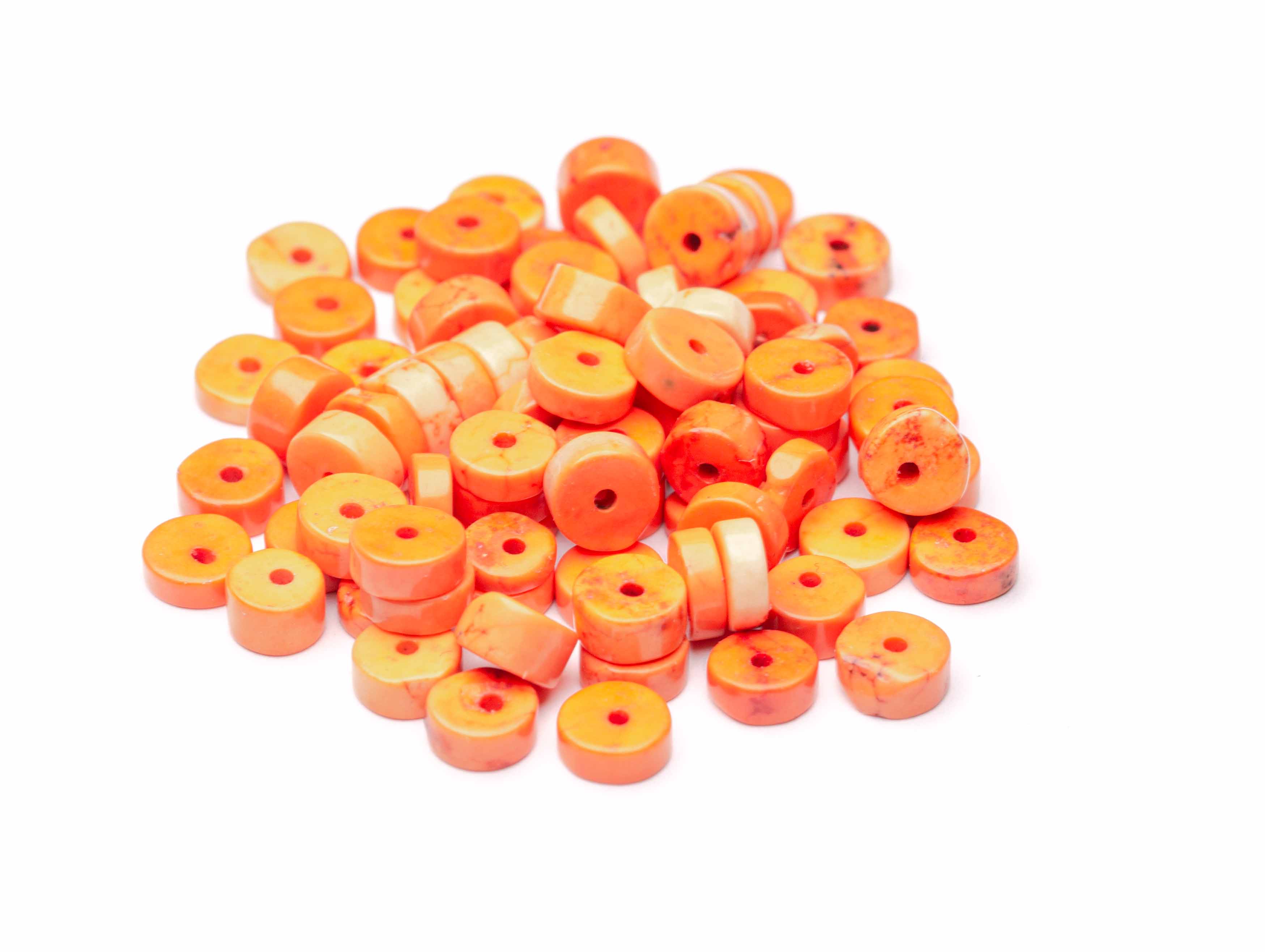 Scheibenperle synthetischer Türkis orange 80 Stück 