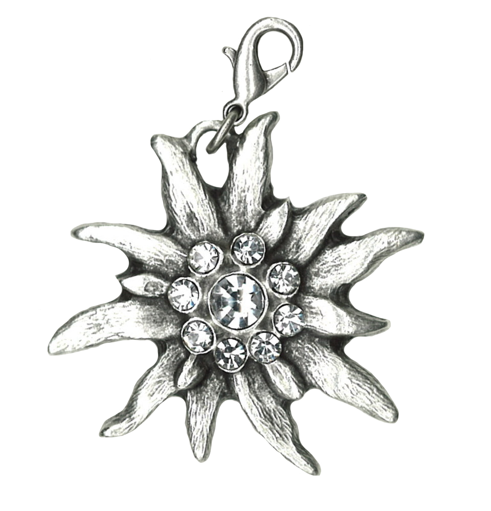 Anhänger m. Karabiner, antiksilber metall, Edelweiss gross