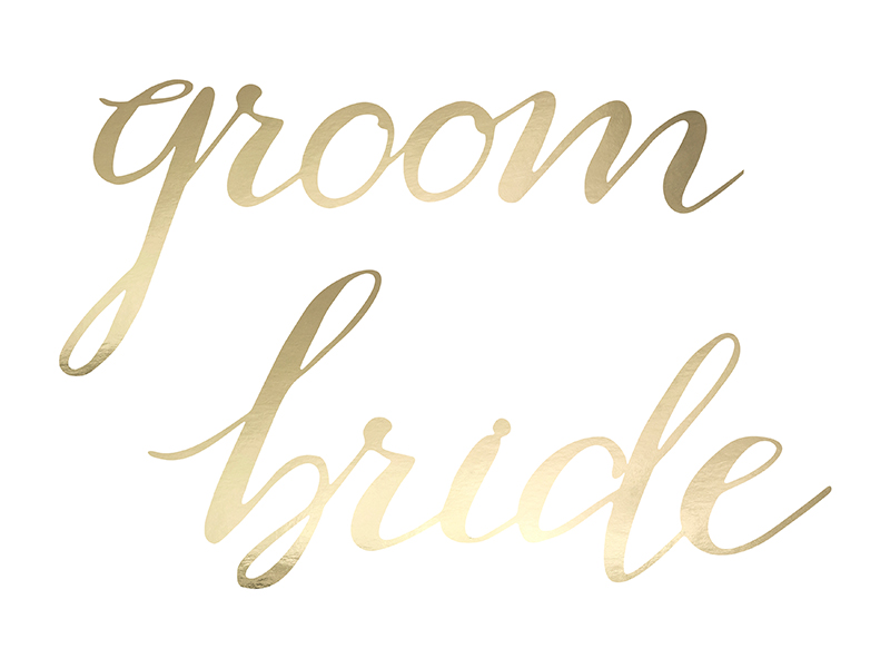 Stuhlschild Zeichen Girlande Bride Groom Gold