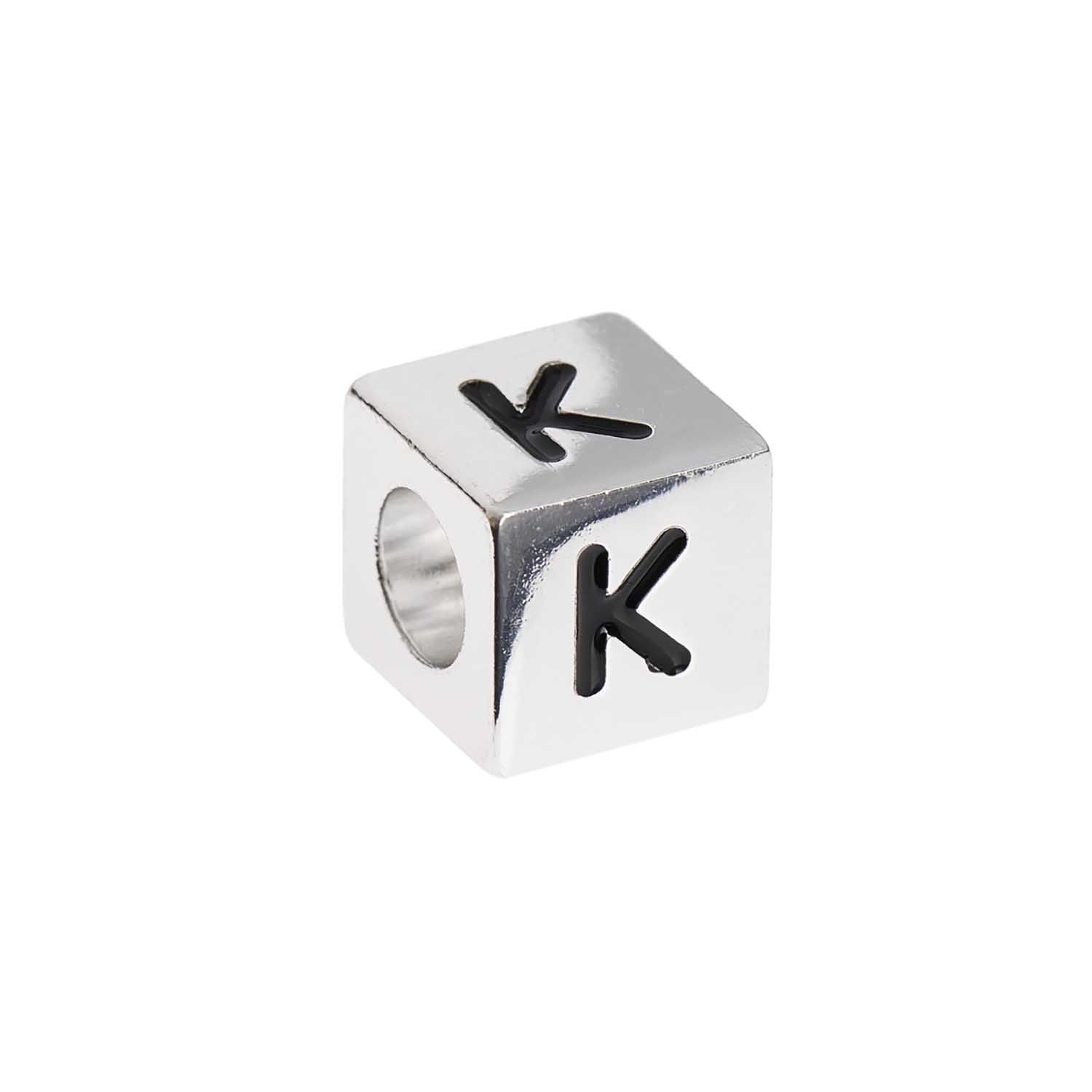 Buchstabenperle-Würfel silber 10x10mm Buchstabenperle-Würfel silber 10x10mm