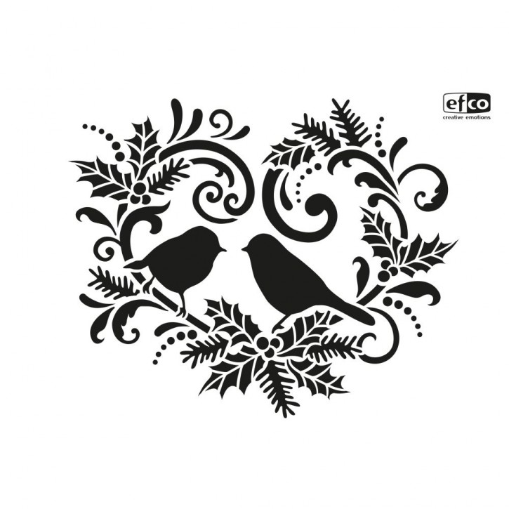 Schablone Vogel im Ornament Weihnachten DIN A4