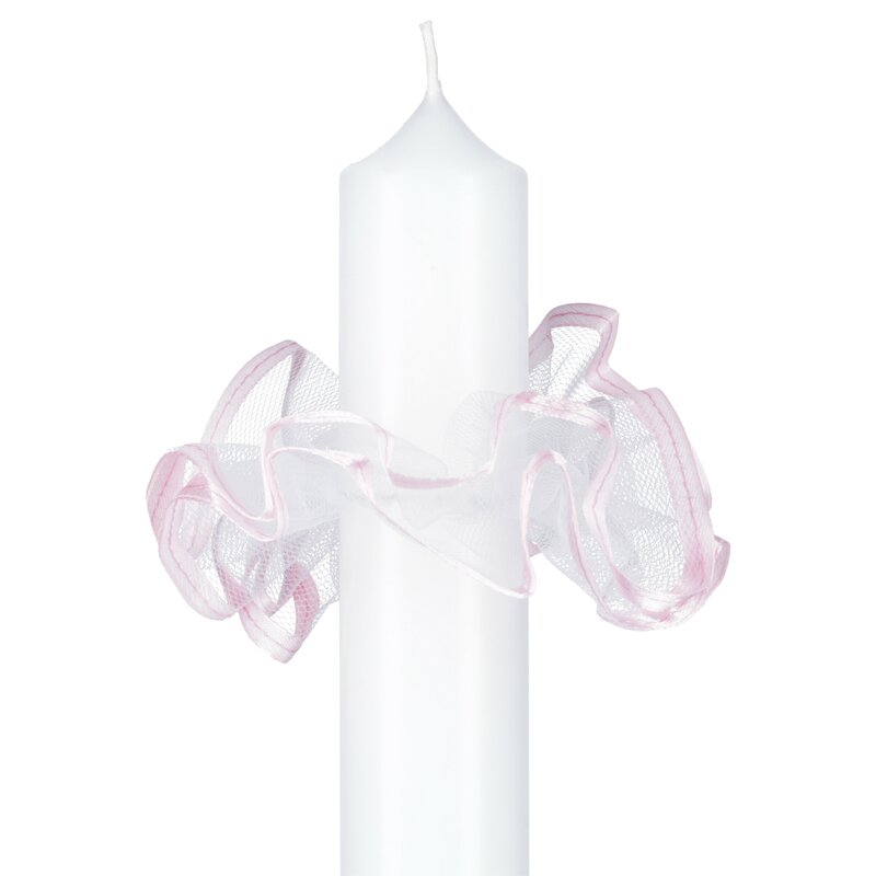 Tropffänger / Kerzenmanschette rosa mit Tüll