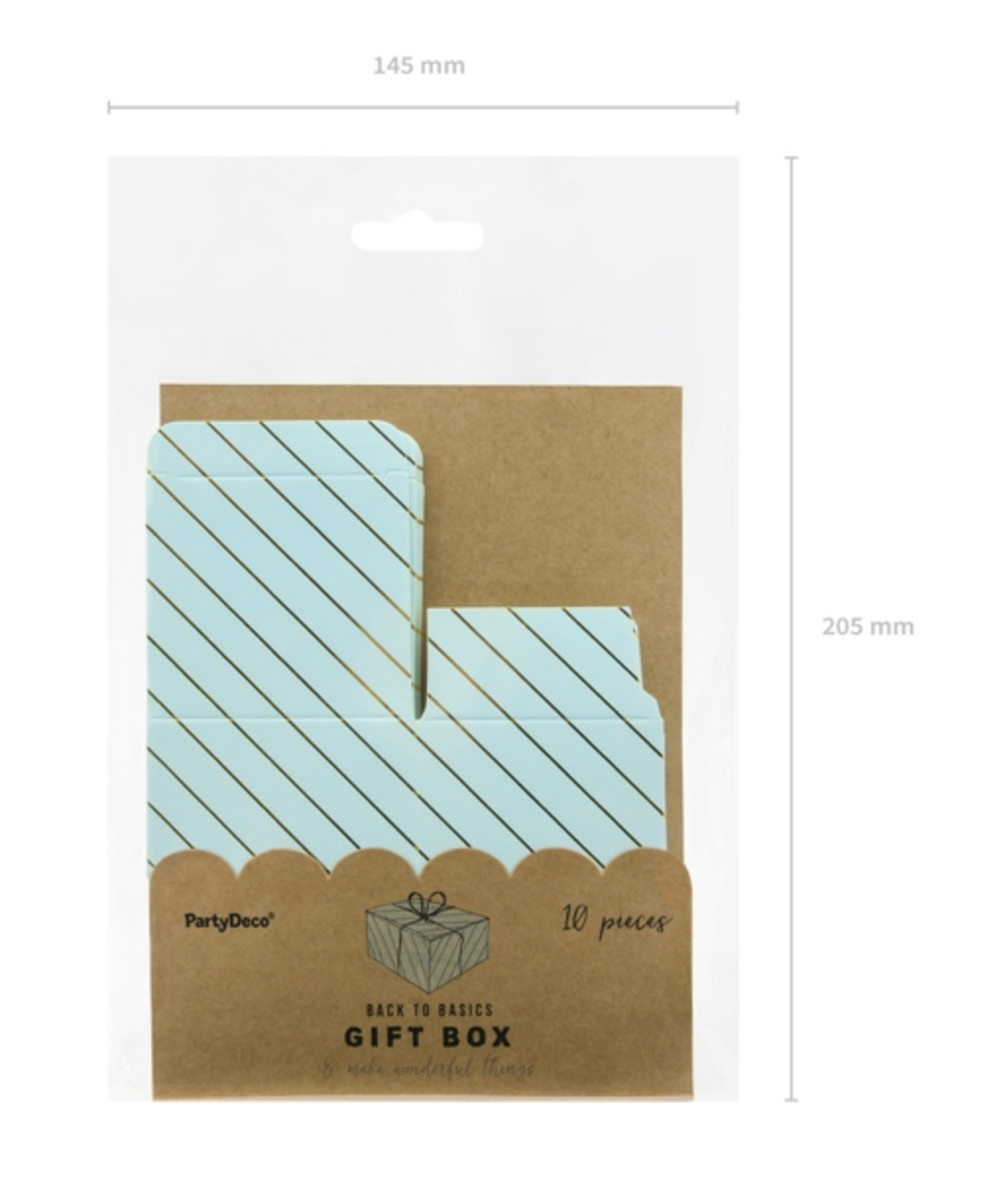 Gift Box Geschenkebox Gastgeschenk blau gestreift 10 Stück 6x3,5x5,5cm