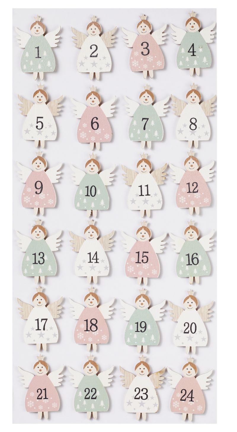 Adventskalender Zahlensatz Engel Pastell, Adventzahlen Adventkalender Zahlen