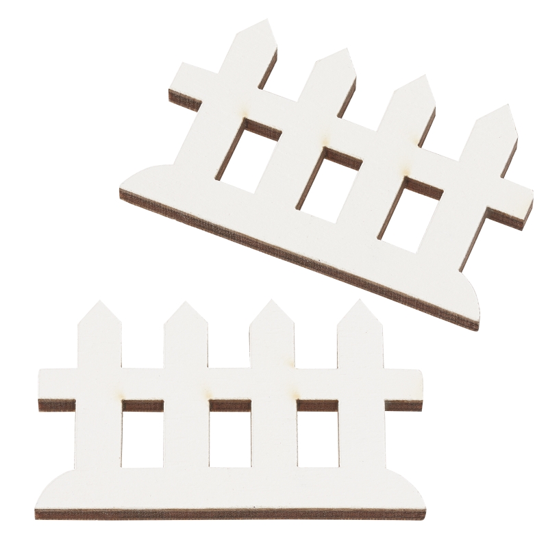 Mini Zaun, 4 cm, Sperrholz weiß, 4 Stück/Btl. Miniatur, Mini-Gardening