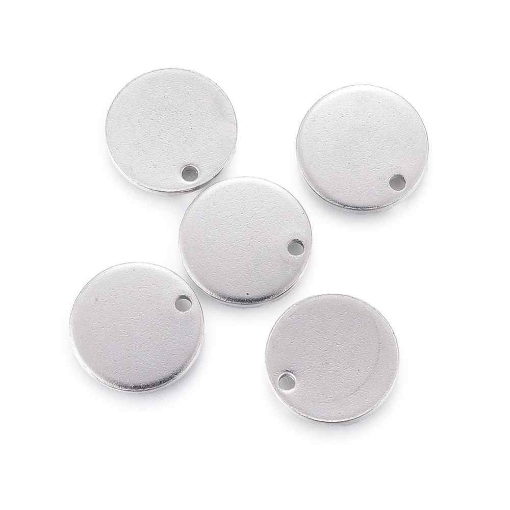 Edelstahl Plättchen runde Anhänger 13x1mm 20 Stück 