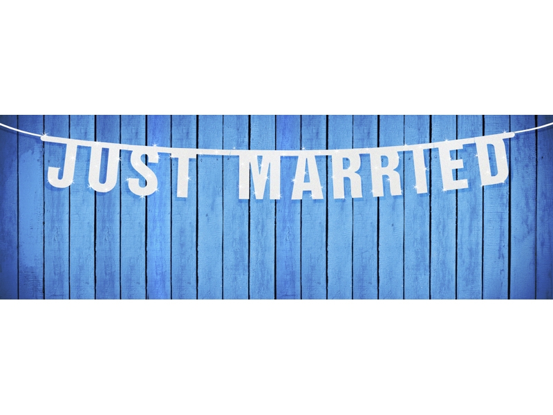 Banner - Just Married - , 18 x 170 cm, weiß
