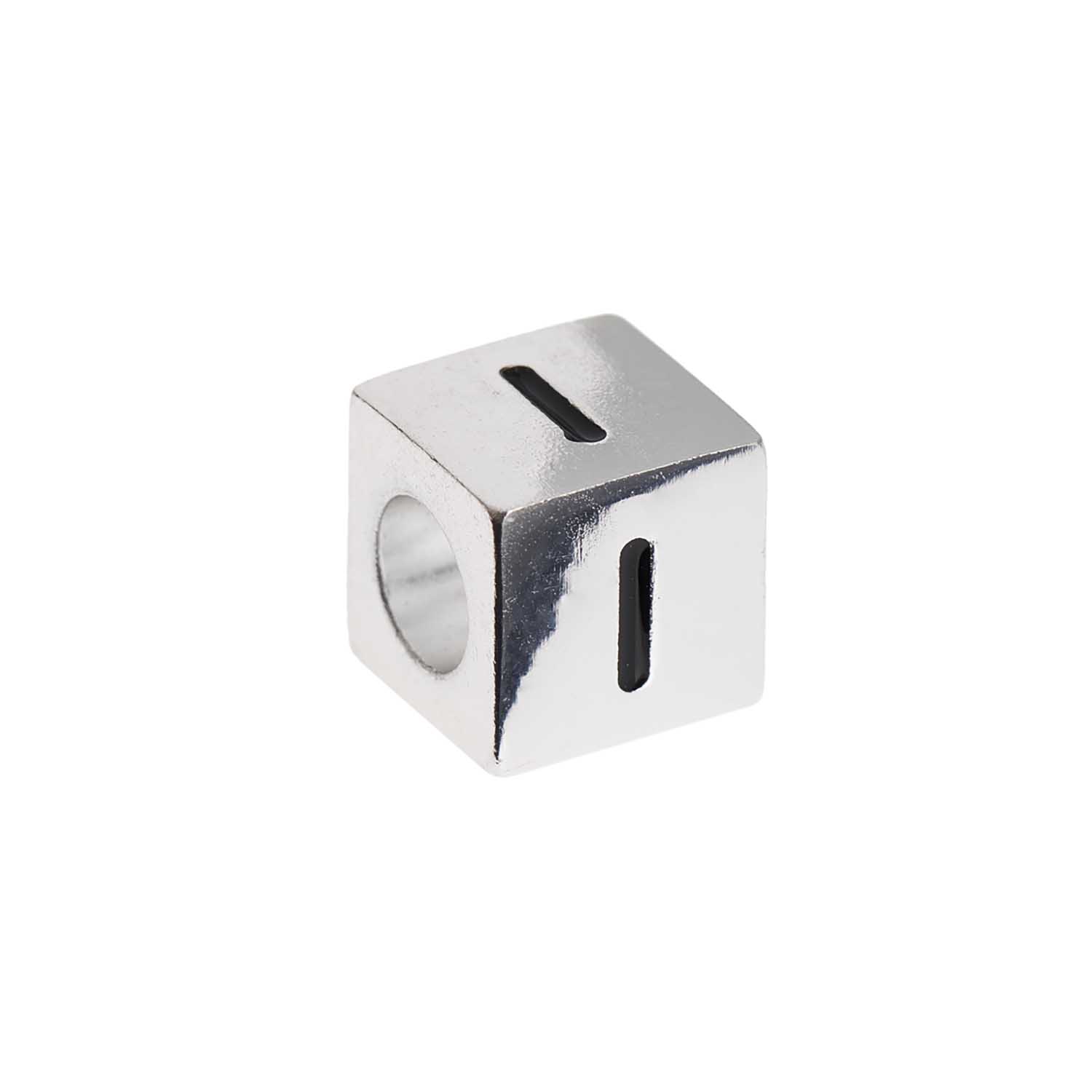 Buchstabenperle-Würfel silber 10x10mm Buchstabenperle-Würfel silber 10x10mm