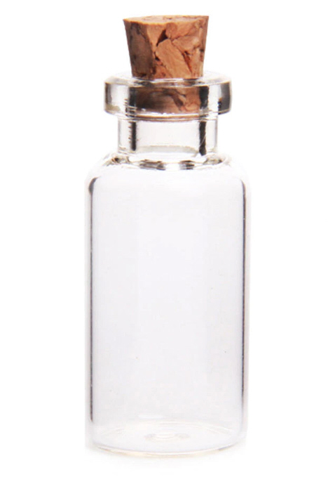 Mini Glasflasche, 70x27mm, mit Kork