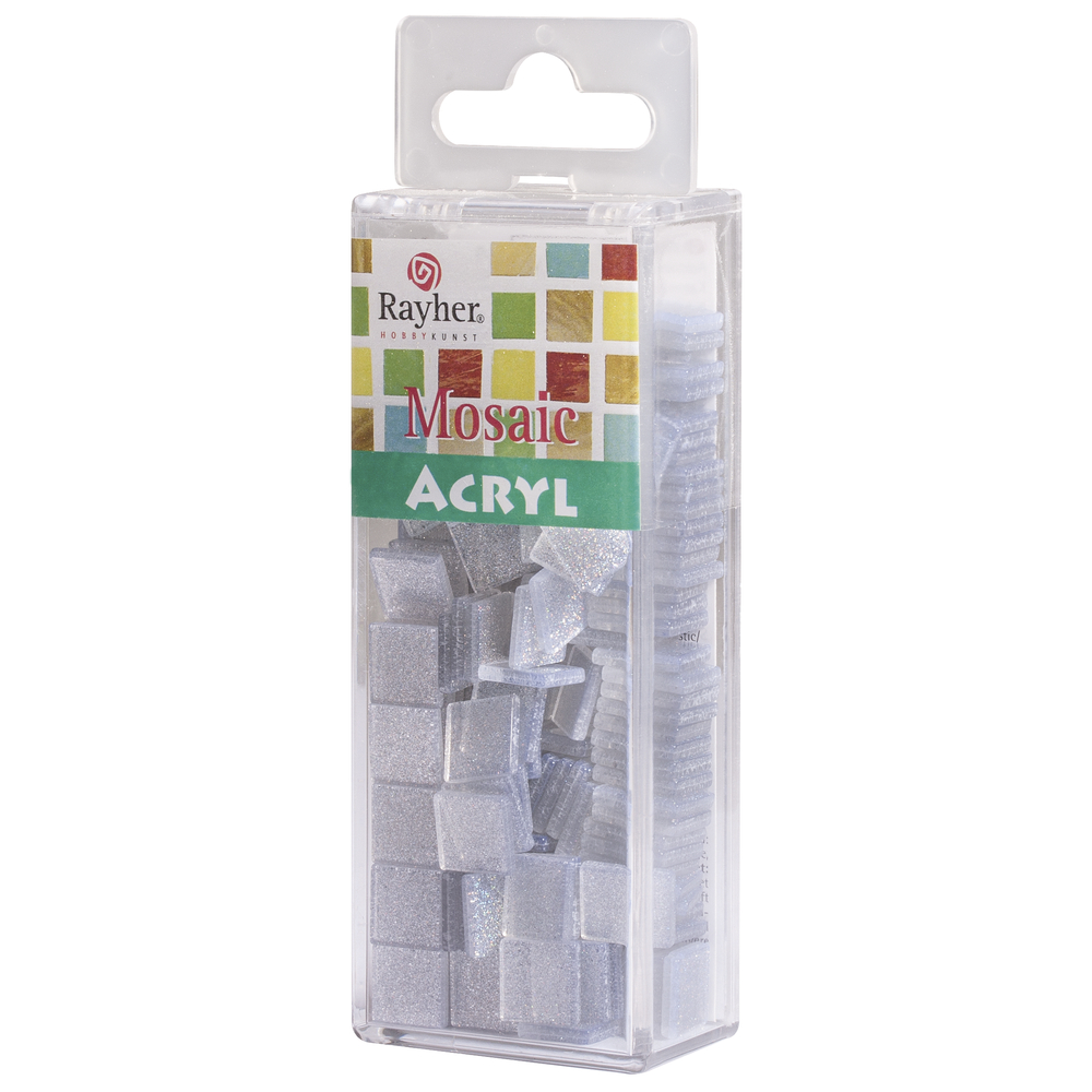 Acrylmosaik glitter silver shadow 1x1cm, 50g/ca.205 Stk. Glitter-Acryl-Mosaik