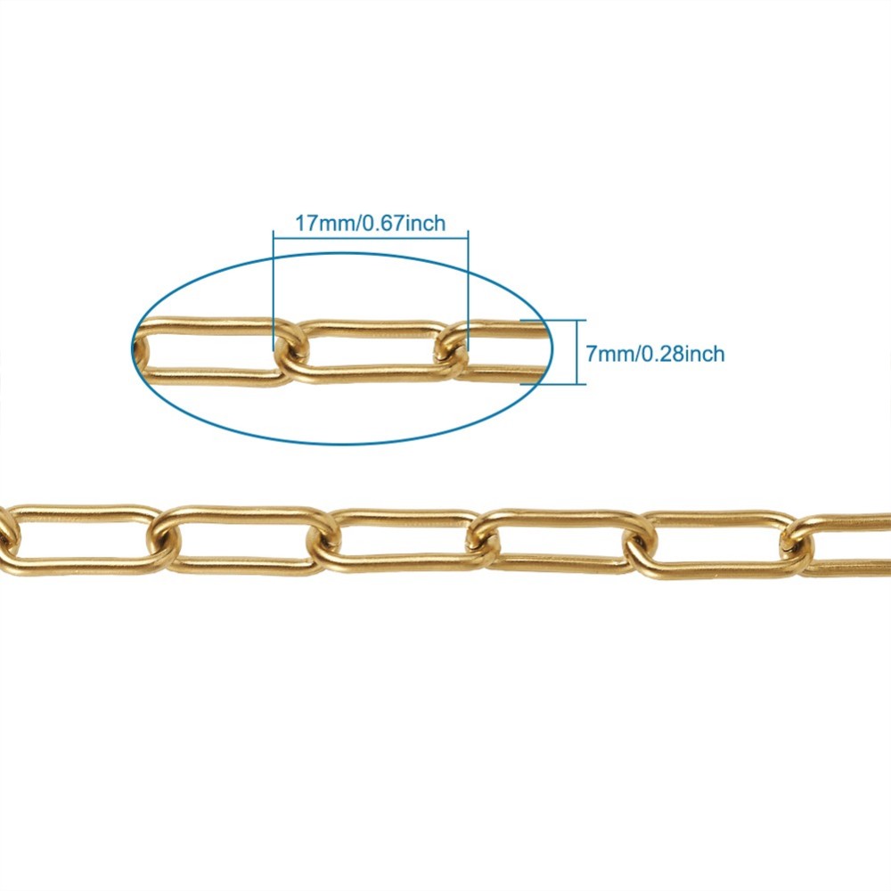 Edelstahlkette 304 goldfärbig 17x7x1,6mm, lange große Glieder, per m