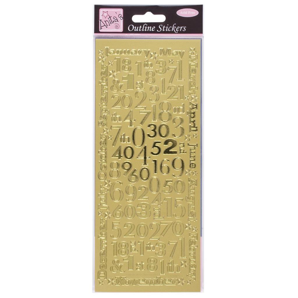 Outline Stickers Monat Zahlen 1 Bogen 24x10cm Outline Stickers Monat Zahlen 1 Bogen 24x10cm