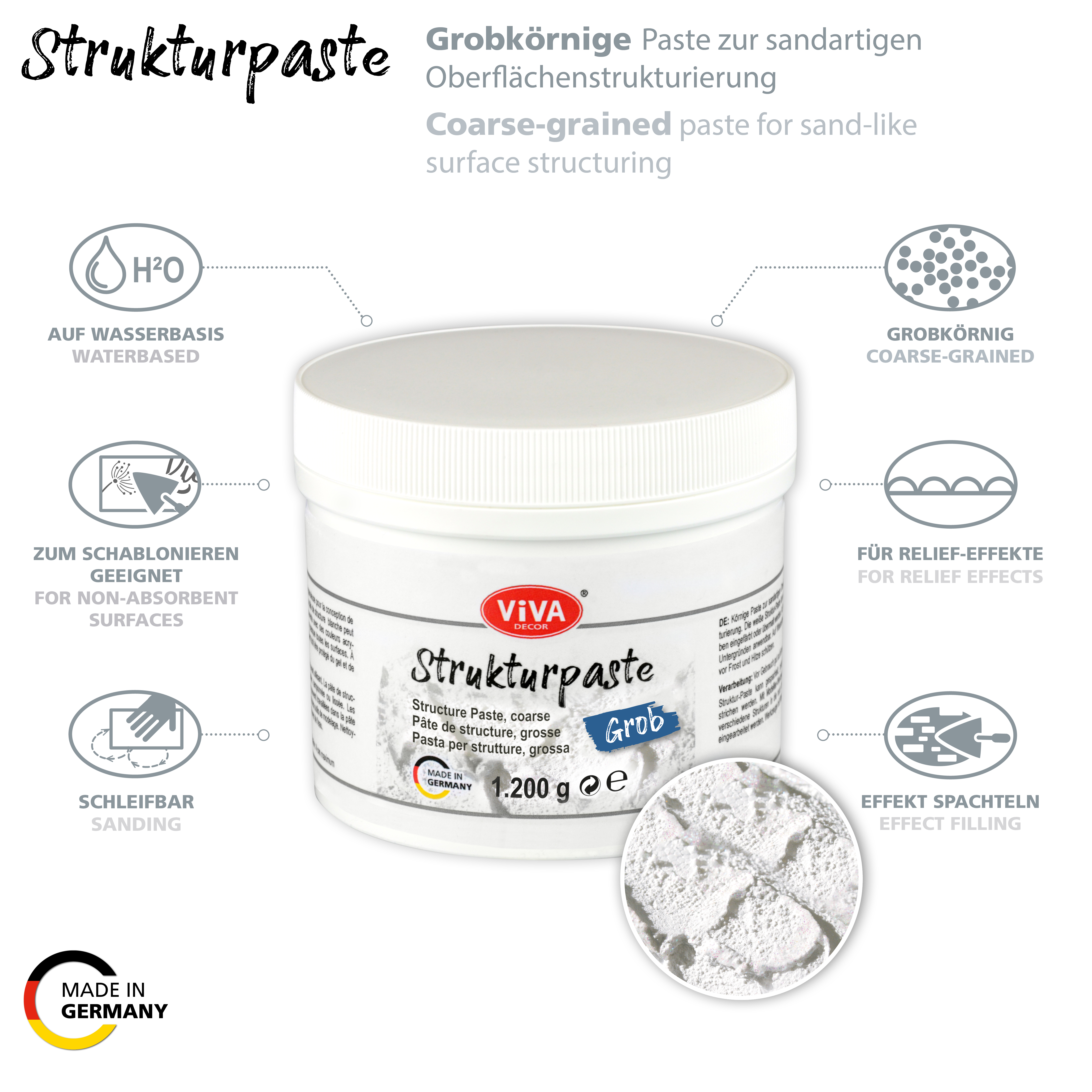 Viva Decor® Strukturpaste Grob Weiß 1200g