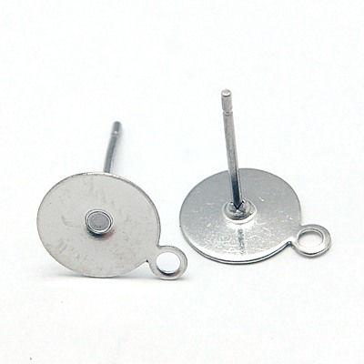 Ohrstecker m. Platine und Öse,  Edelstahl 7mm Platine mit Verschlussteil, 4 Paar/ Pkg.