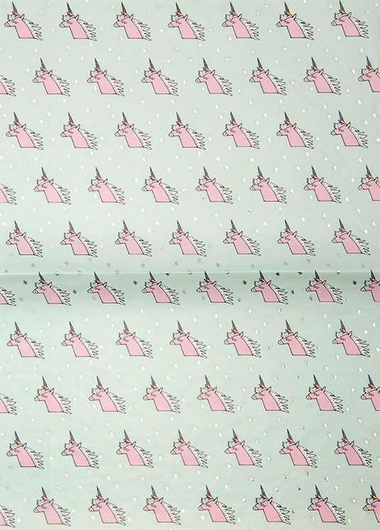 Decoupage Papier, Paper Patch Einhörner Unicorn Hot Foil Regenbogen 300 x 430 mm, 1 Bogen