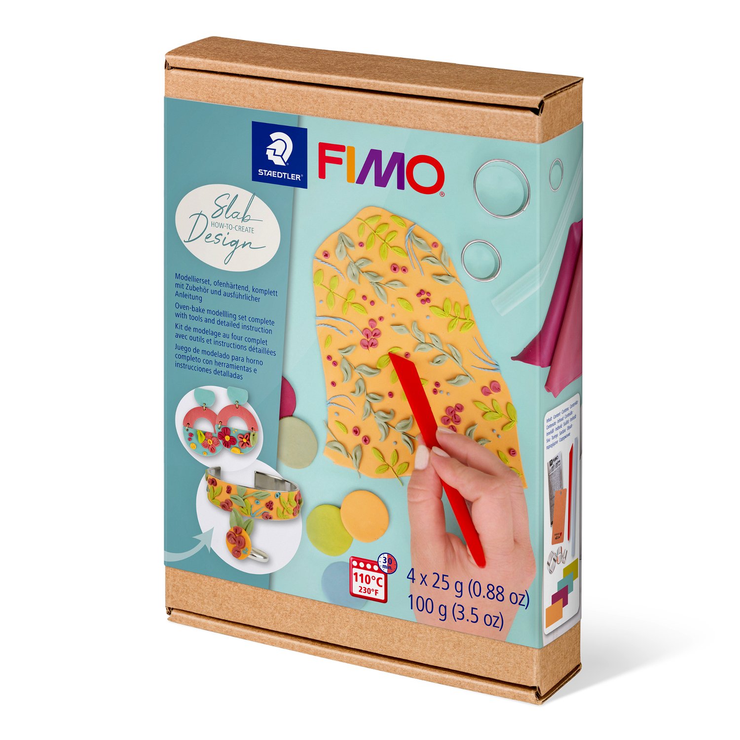 FIMO® Set Slab Design HTC Ofenhärtende Modelliermasse 4x25g 