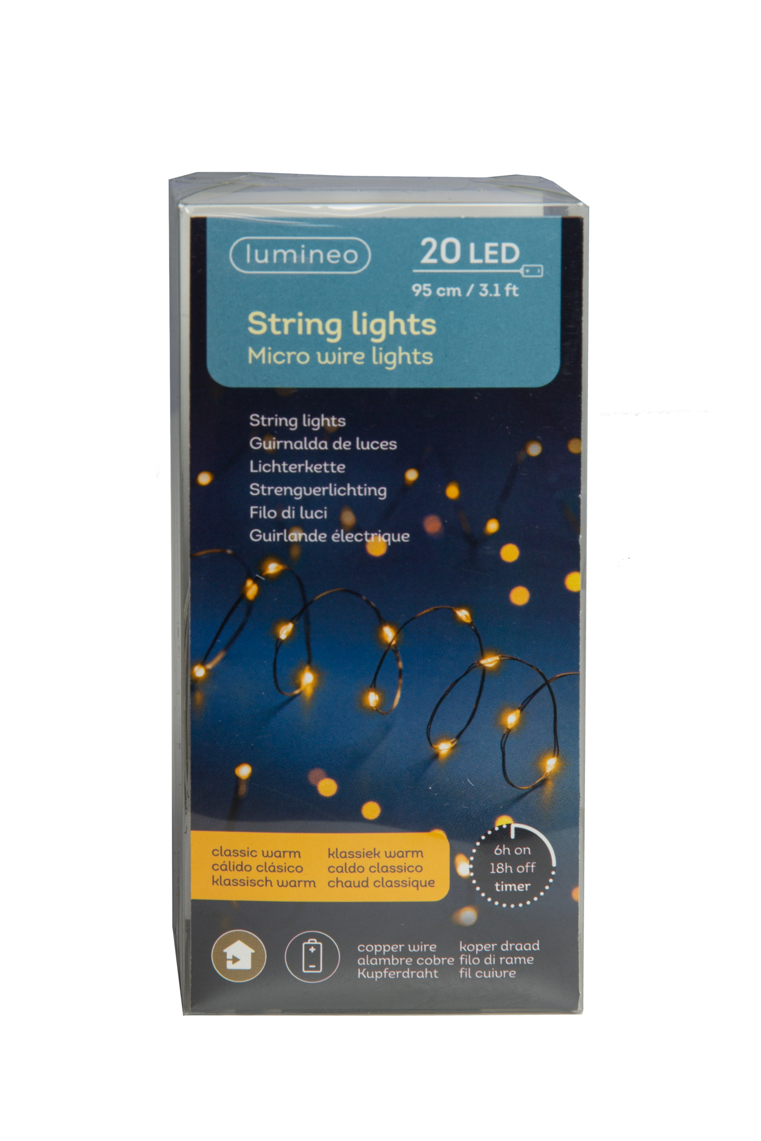 Lichterkette LED Micro Wire Lights 20 LED´s 0,95m batteriebetrieben warm weiß 