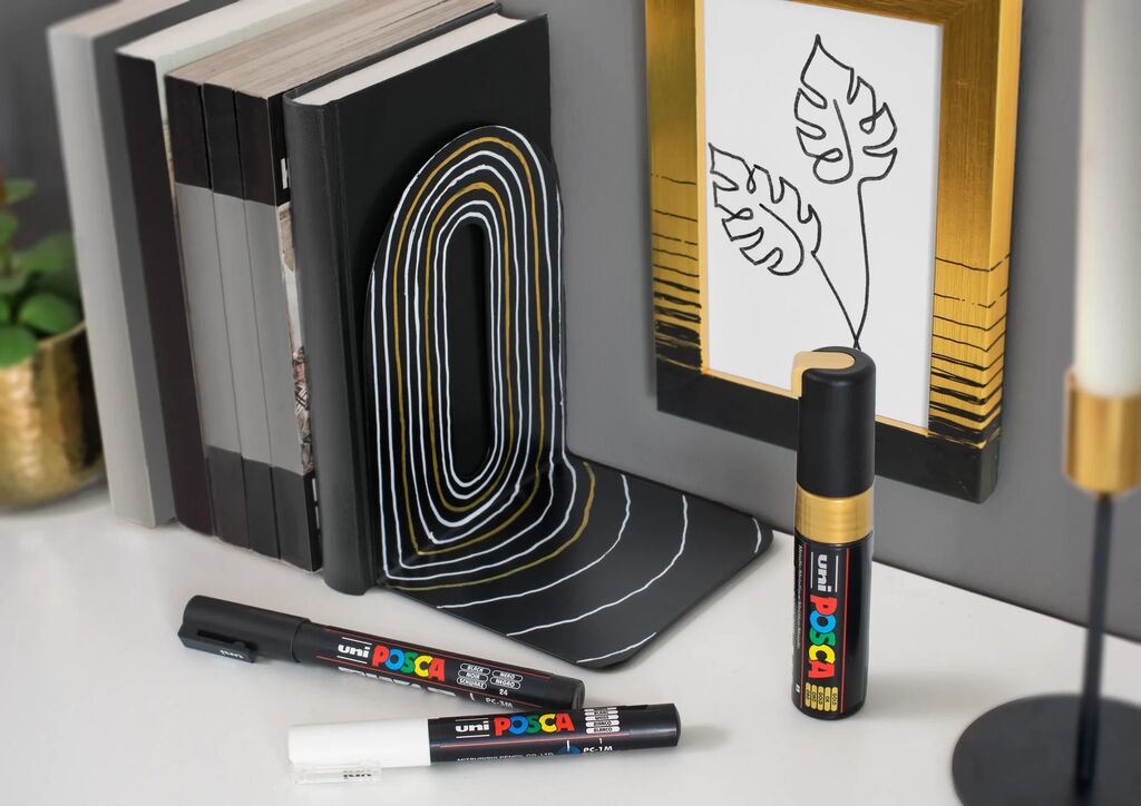 UNI POSCA Marker PC-8K METALLIC GOLD breite Keilspitze 8 mm