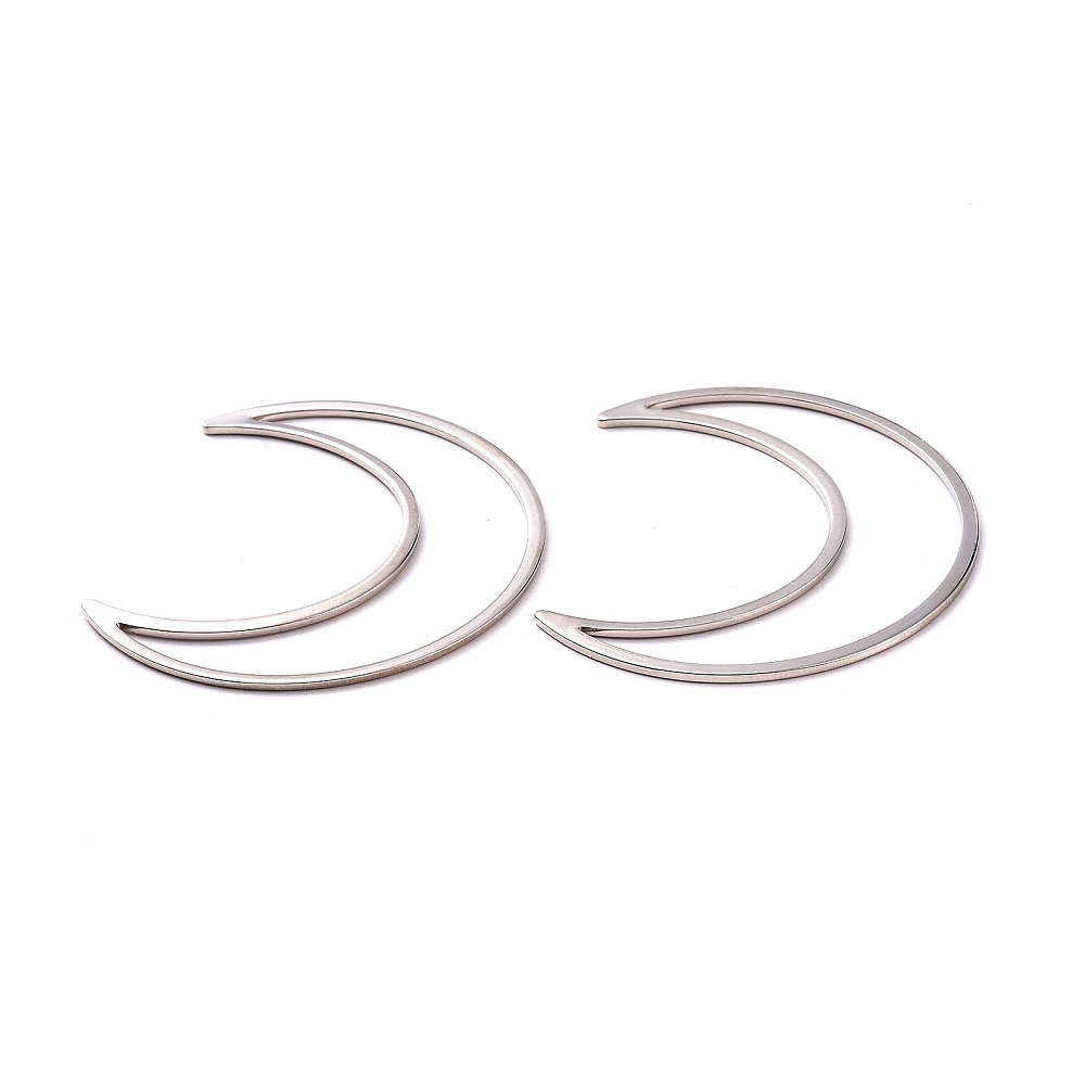 Brass Linking Rings SILBER Mondform aus Messing 49x40x1mm 1 Stück 