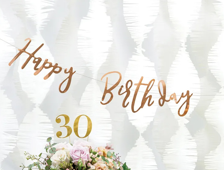 Happy Birthday Banner aus Spiegelpapier ROSÉGOLD 16,5 x 62 cm Happy Birthday Banner aus Spiegelpapier ROSÉGOLD 16,5 x 62 cm
