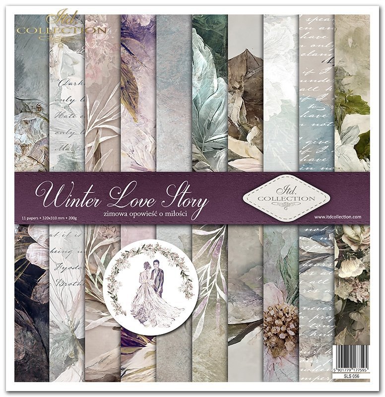 Papier-Set für Scrapbooking Winter Love Story 200 g/m2 31x32cm 11 Blatt 