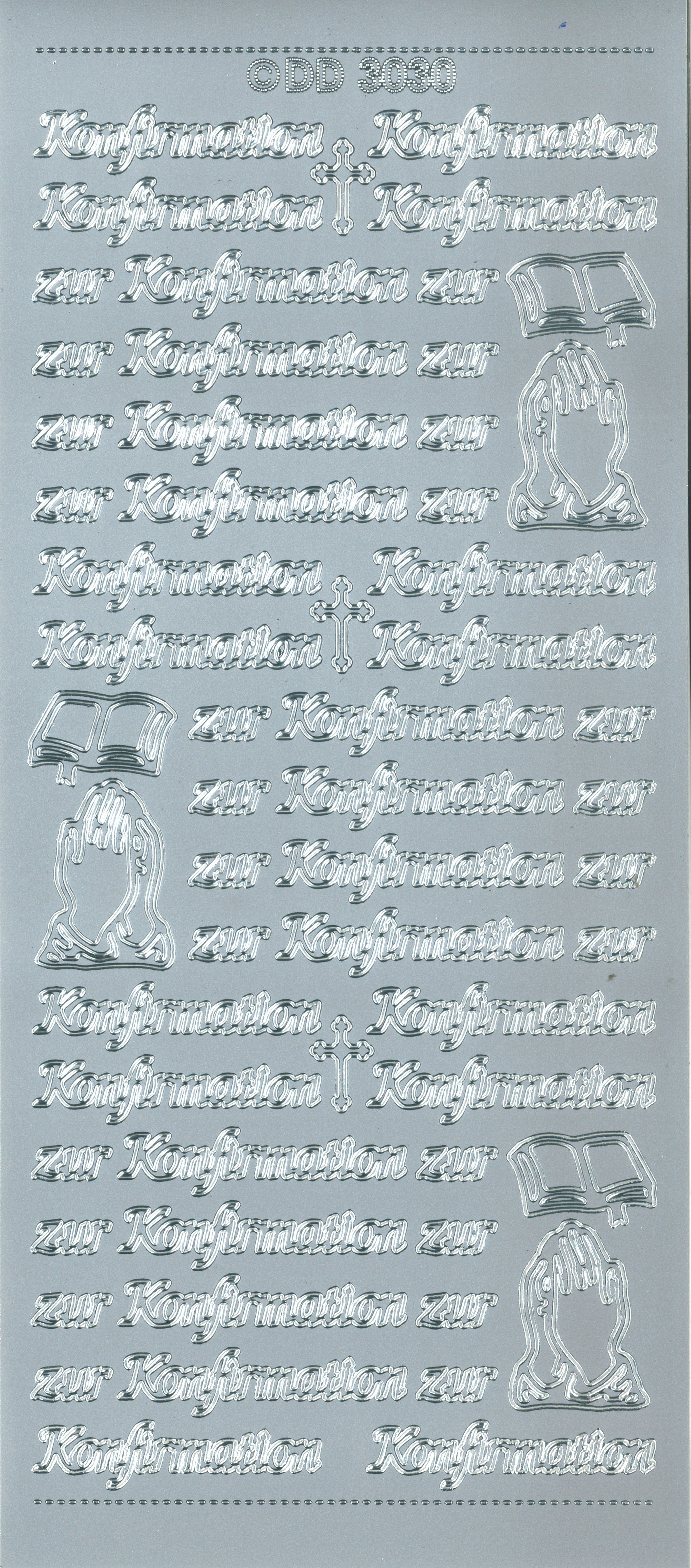 Shiny Outline Stickers Konfirmation 1 Bogen 23x10cm