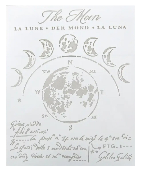Schablone Mond und Mondphasen 24,5x19,5