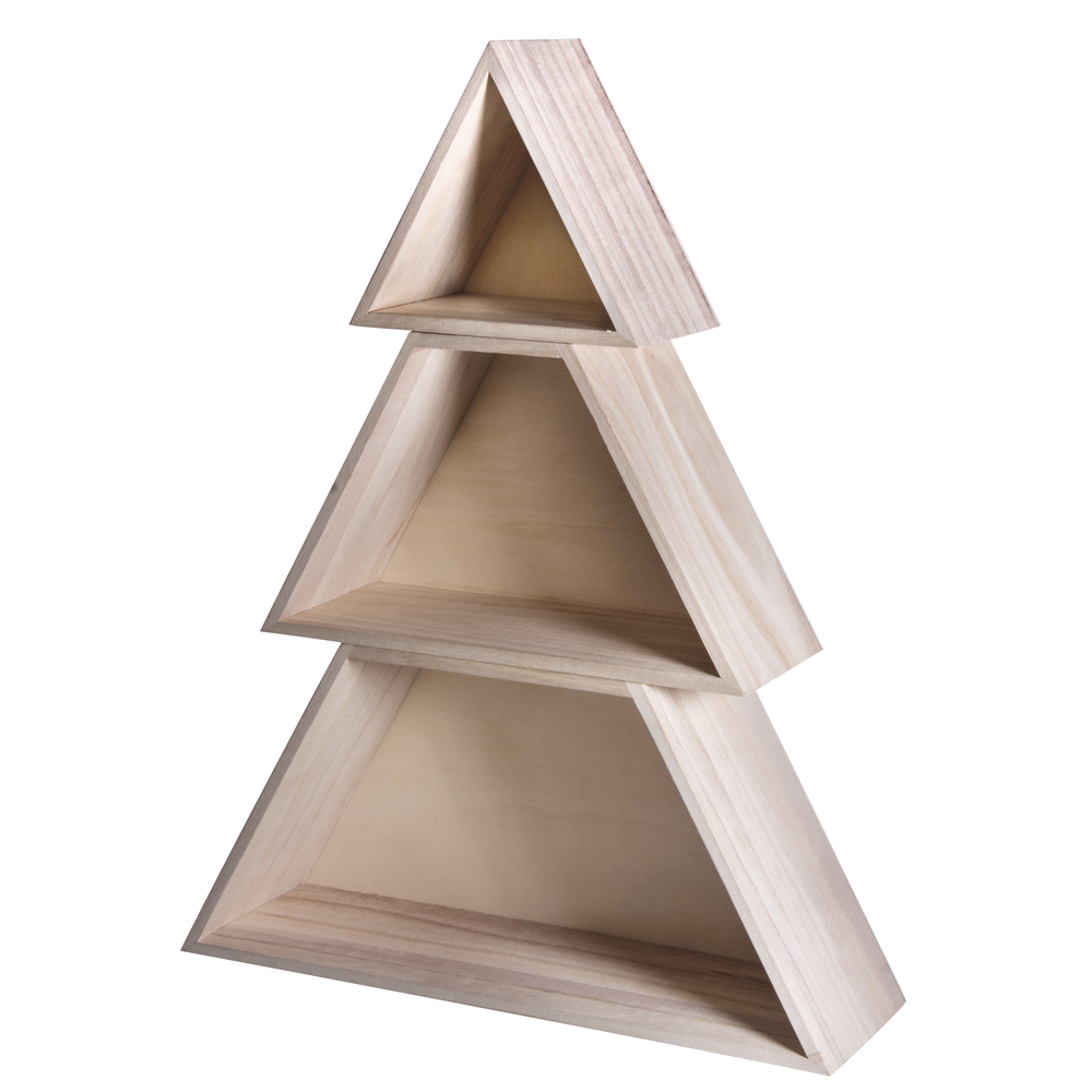 Holz-Weihnachtsbaum,3 teilig, 34,7x9,9x45cm
