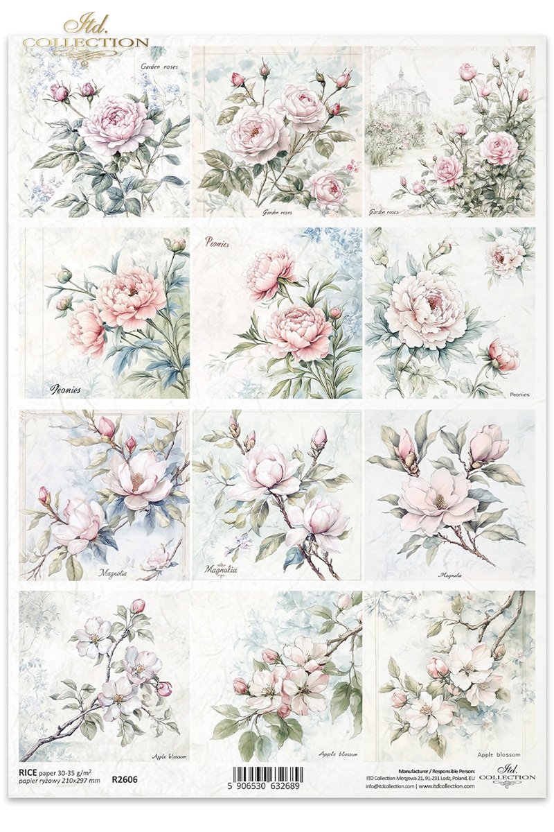 Reispapier Frühlingsblüten für Serviettentechnik und Decoupage A4 30-35g/m²