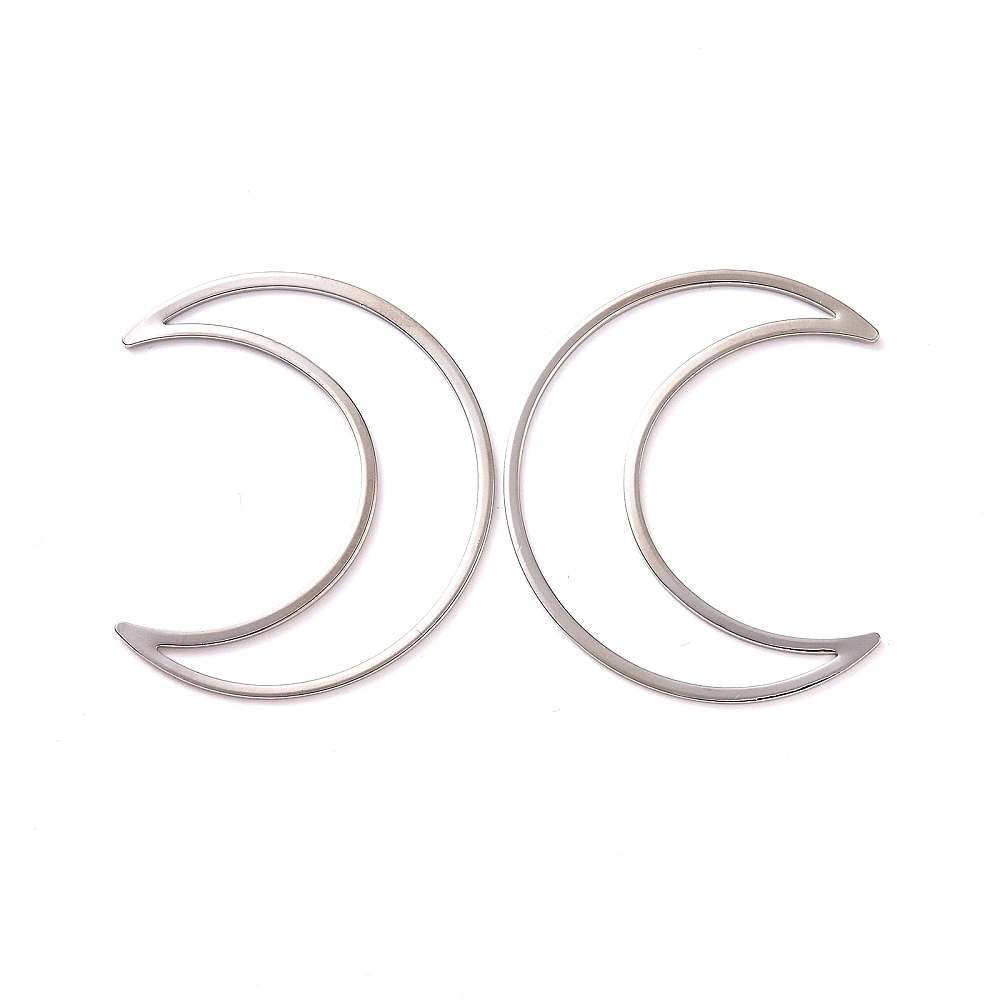 Brass Linking Rings SILBER Mondform aus Messing 49x40x1mm 1 Stück 