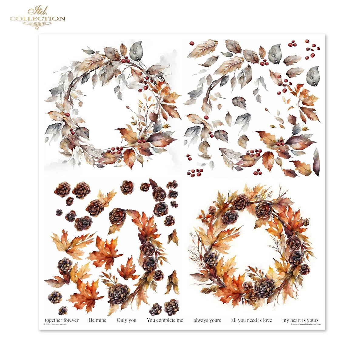 Papier-Set für Scrapbooking Autumn Wreath 3D Effekt 11 Bögen FSC Recycled 200g/m² Papier-Set für Scrapbooking Autumn Wreath 3D Effekt 11 Bögen FSC Recycled 200g/m²