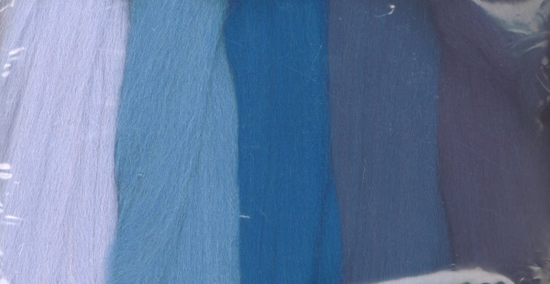 Merinowolle 50 g, Kammzug kardiert und gekämmt, blau-mix Filzwolle Schafwolle Naturwolle