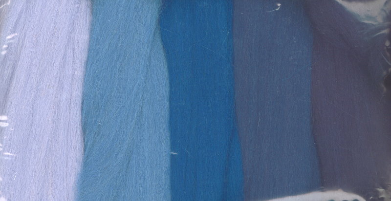 Merinowolle 50 g, Kammzug kardiert und gekämmt, blau-mix Filzwolle Schafwolle Naturwolle