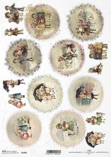 Reispapier Vintage Winter Christmas Decoupagepapier Rice Paper 25-30g/m2 per Stück