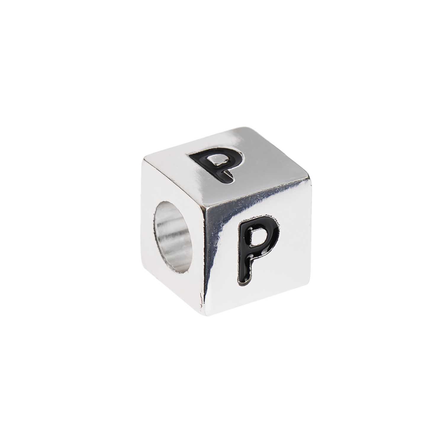 Buchstabenperle-Würfel silber 10x10mm Buchstabenperle-Würfel silber 10x10mm