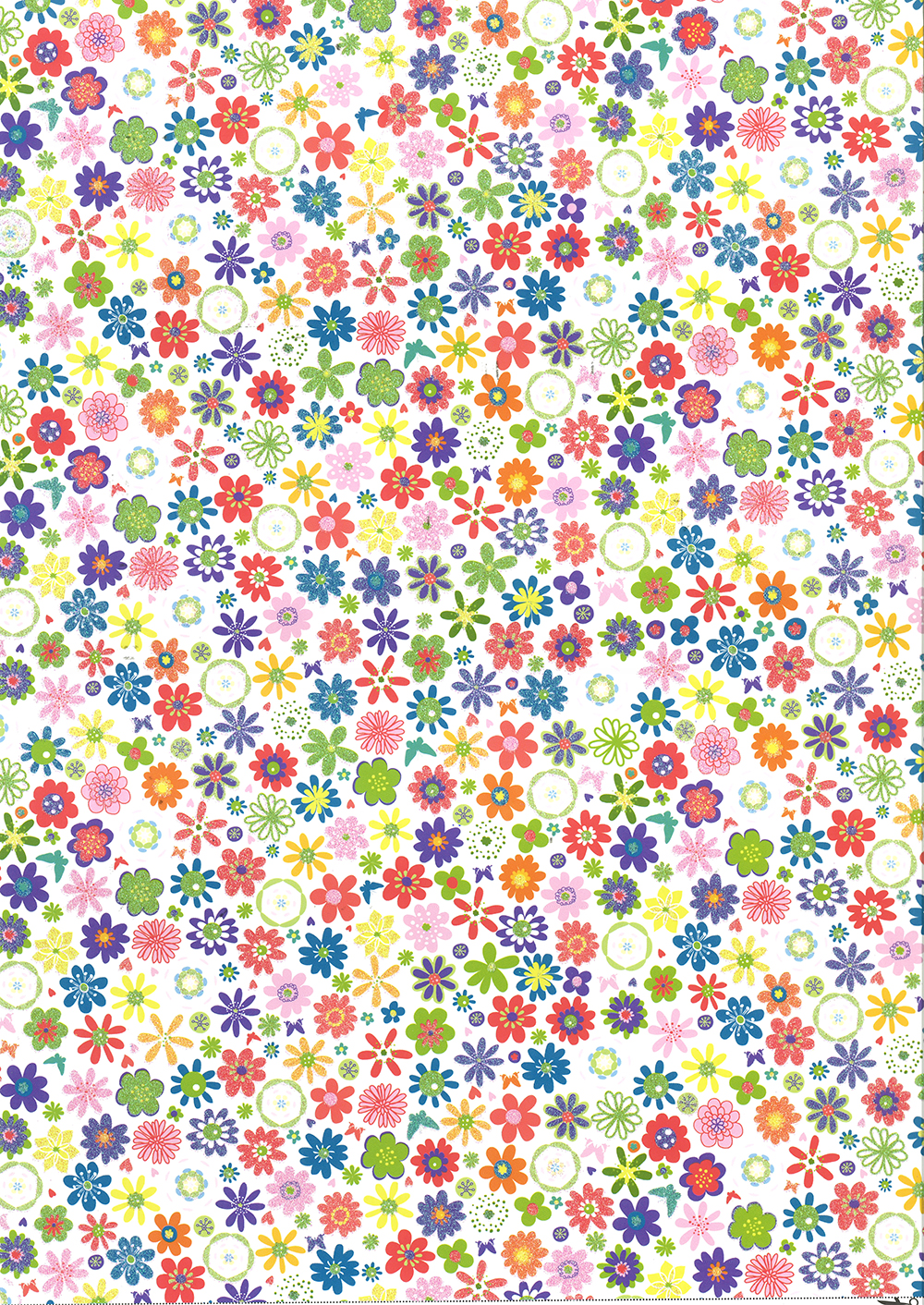 Motivkarton selbstklebend, Blumenwiese, bunt