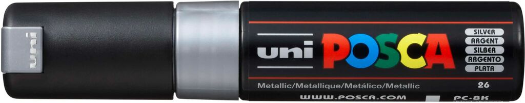 UNI POSCA Marker PC-8K SILBER breite Keilspitze 8 mm UNI POSCA Marker PC-8K SILBER breite Keilspitze 8 mm