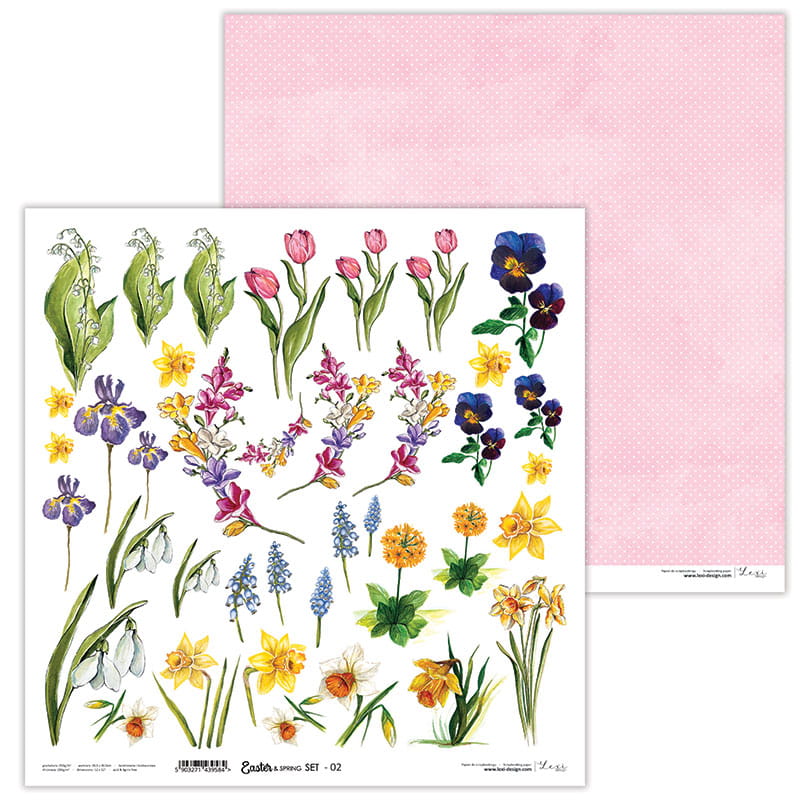 Easter & Spring Scrapbooking Papierset 30,5x30,5cm 5 Bögen doppelseitig bedruckt 250g/m²