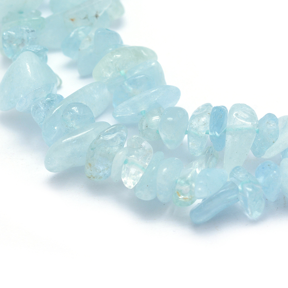 Natürliche Aquamarin Edelsteinsplitter Strang 5–7 mm Loch 0,8 mm 40m