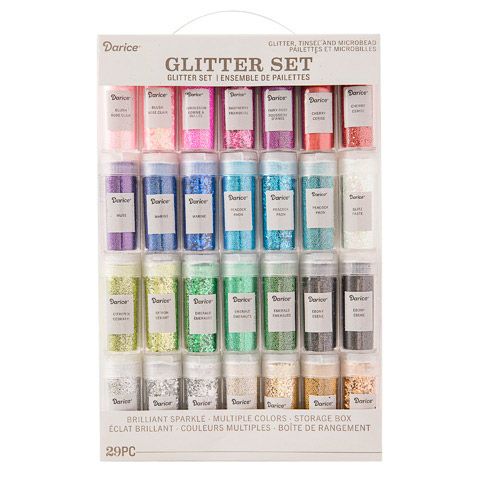 Darice Glitter Set Combination 28 Dosen + Aufbewahrungsbox